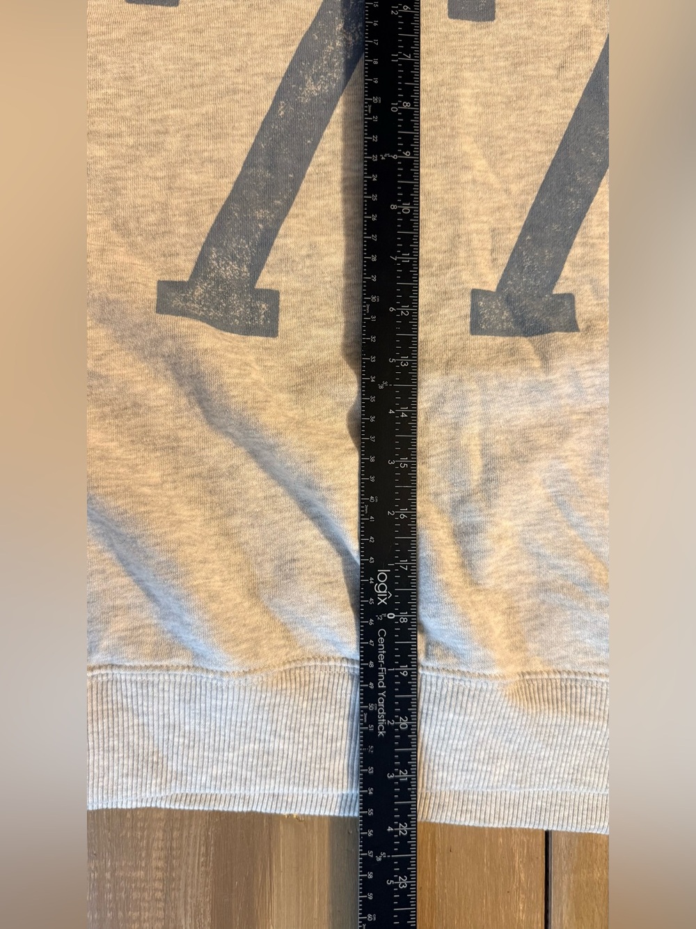 American Eagle 77 Graphic Crewneck Sweatshirt Gray Blue Relaxed Fleece - Picture 7 of 9